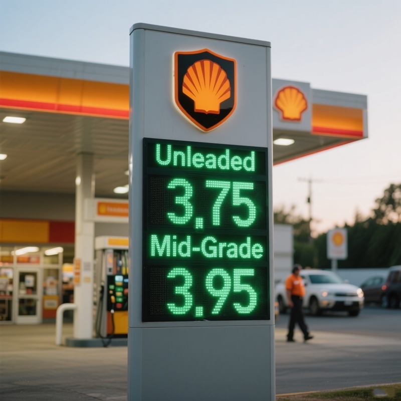 White Frame Gas Station Board 8.88 Digital Gas Price Sign Green Color