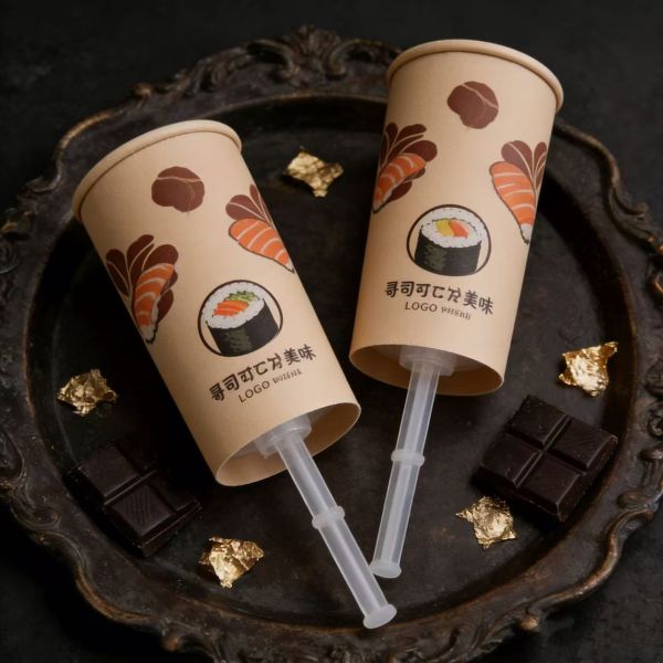 Food Grade Eco Friendly PP Plastic to Go Sushi Paper Roll Push up pop Tube Packaging Shooter Cup Cylinder Container with Lid