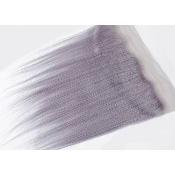 Purple Grey Human Hair Lace Frontal Straight Pre - Plucked Lace No Chemical