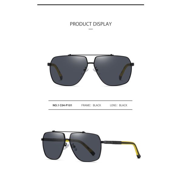 Two Color Metal Frame Sunglasses Large UV400 Protection Anti Glare