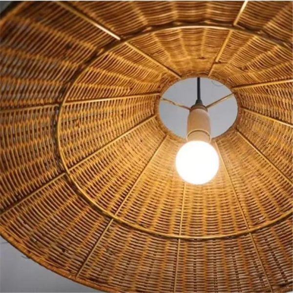 farmhouse light bar dining lights Minimalist Brown Beige Retro wicker pendant light(WH-WP-96)