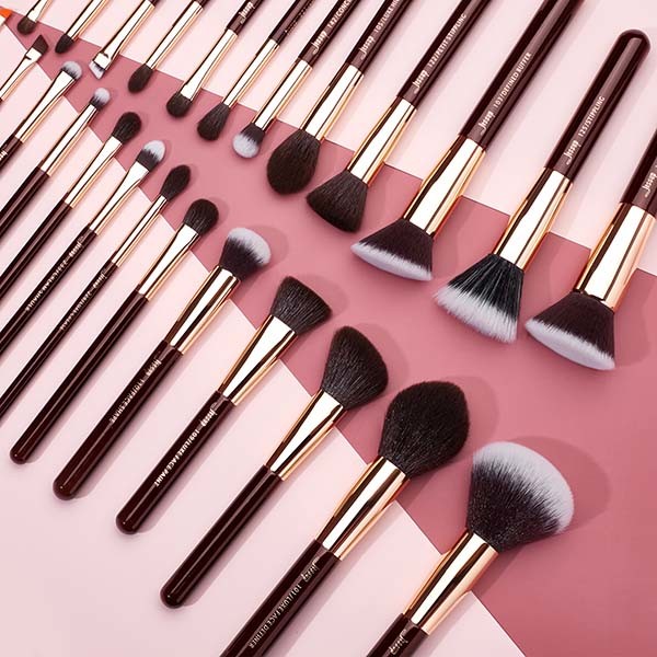 Natural Hair 5.6'' 6.9'' Pro Makeup Brushes Set Zinfandel Grape Color