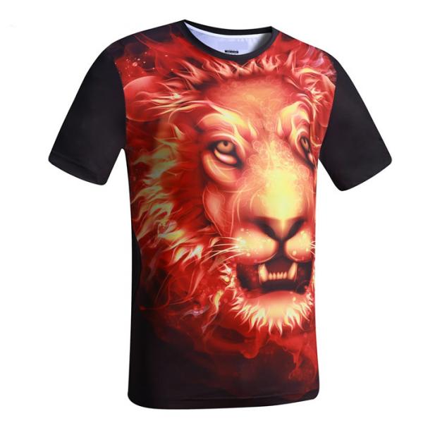 Round neck sublimation printing tiger polyester short sleeve T-shirt