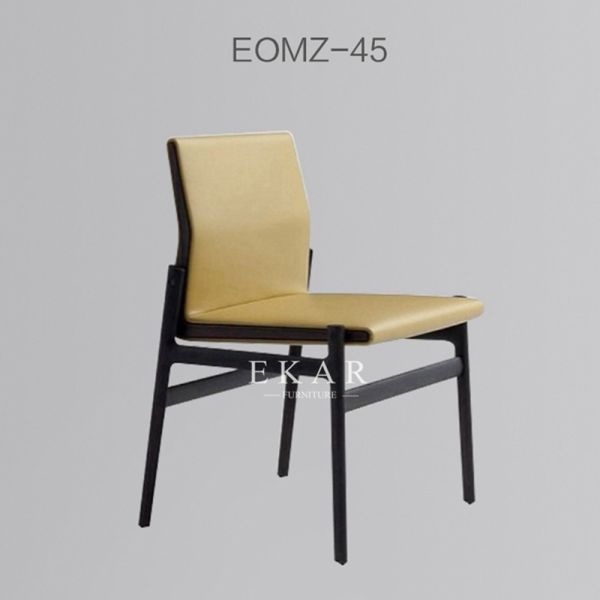 Simple Design Upholstered Restaurant Yellow Leather Dining Chair