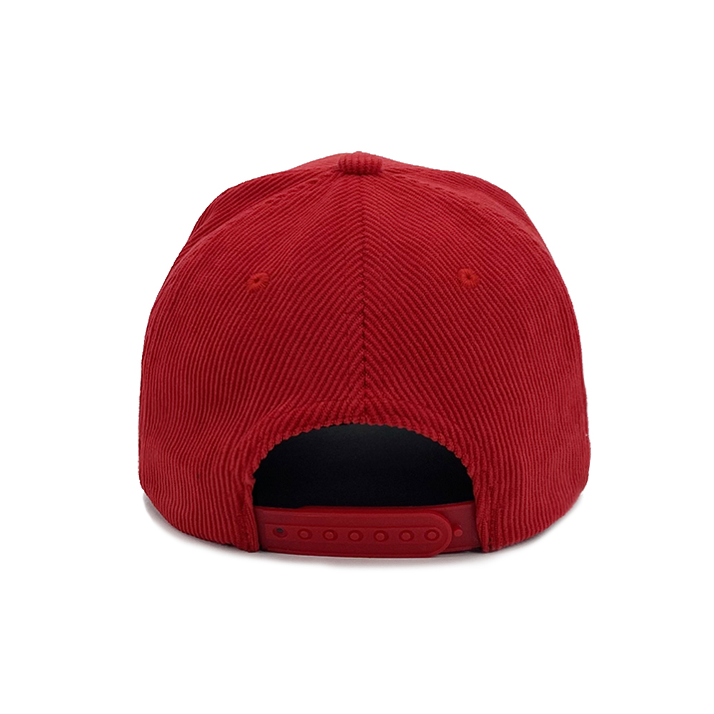 3D Embroidery Corduroy A Frame Snapback Hats 5 Panel Curved Brim Red Gorras With Inside Label