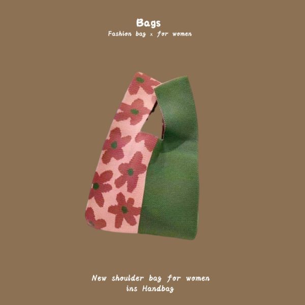 THE NEW INTERNET CELEBRITY HANDBAG KNITTING HAND KNITTING WOOL BUCKET BAG HAND CASUAL TOTE LUNCH BAG