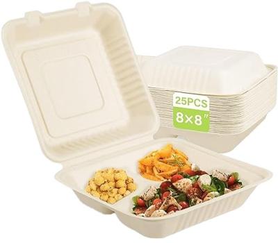 2 3 4 Compartment to Go Takeaway Packaging Biodegradable Take Away Paper Food Container with Bio Lid