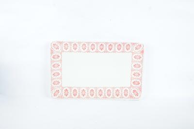 Fancy Printing Ceramic Dinner Plates , 13 Inch Rectangular Plate Stoneware Serving Tray