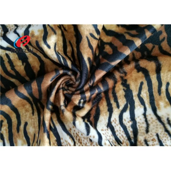 Ткань бархата 100% полиэстер Вельбоа нашивки тигра, животная ткань меха Фаукс печати
