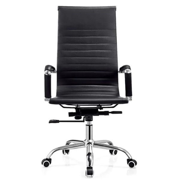 Chaise de bureau en cuir Pu, chaise de bureau à dos élevé, chaise en cuir réglable.