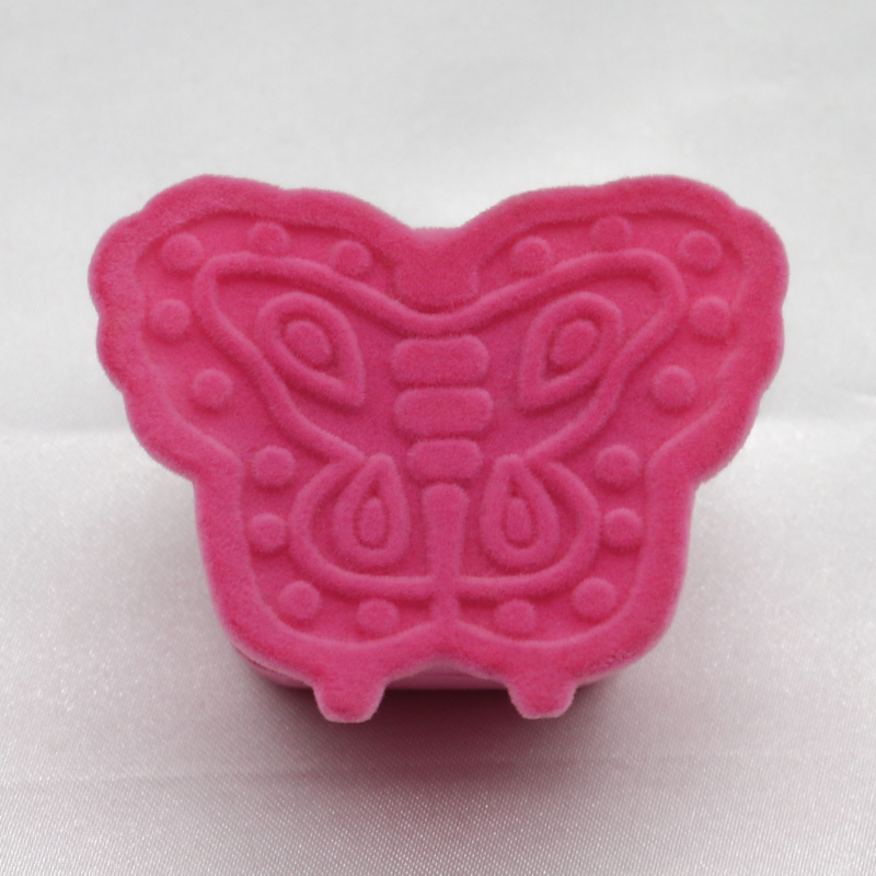 Butterfly Shape Velvet Flocked Jewelry Box For Ring Earring White Insert