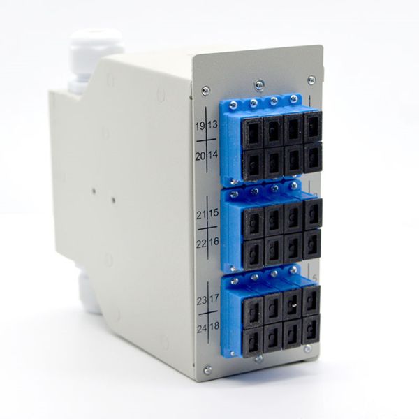 24fibers Din-Rail Fiber Optic Termination Box Cold-Roll Steel 12 Ports Sc Duplex