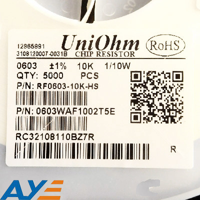 Резистор 0603/10KΩ 100mW 75V плотной пленки 603WAF1002T5E SMD
