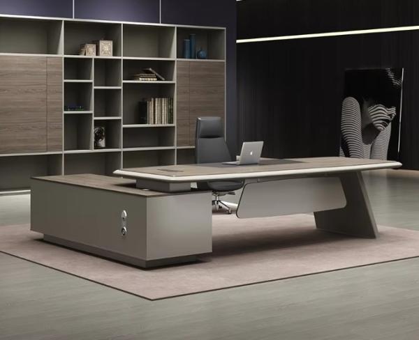 Modern L Shape Ergonomic Office Desk Luxury High End Executive Office Desk And Chair Ceo Boss Wooden Office Desk