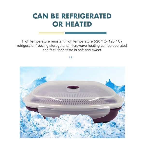 1-Tier Plastic Square Microwave Steamer for Vegetables and Rice Party-Friendly Design