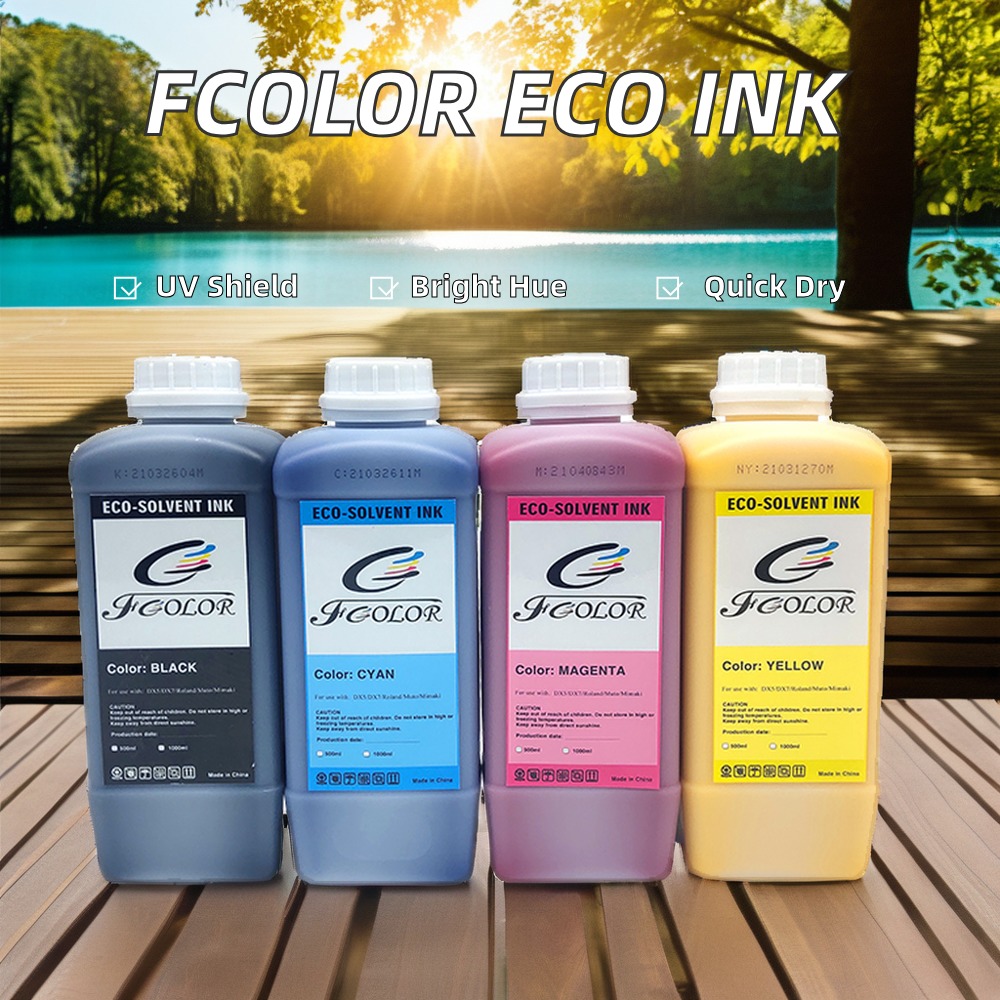 FCOLOR Wholesale High Quality Eco Solvent Water Based Ink for Digital Printing for Dx5  DX7 XP600  I3200