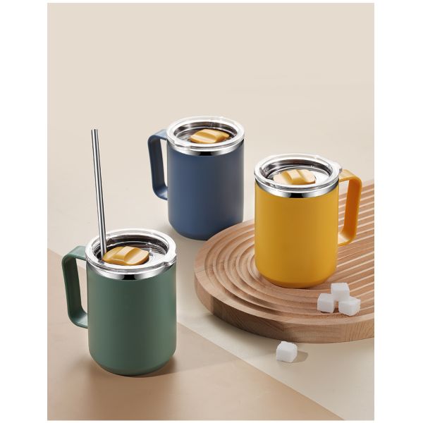 450ml Insulated Travel Mugs Stainless Steel Double Wall With Water Leakage Prove Lid