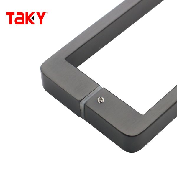 Poignée de porte en verre sans cadre, vente en gros d'usine, poignée en verre de forme carrée, moderne, noir mat, sans cadre