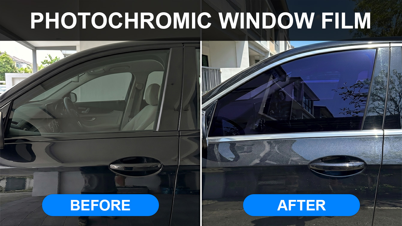 Photochromic Window Tint 2mil Self-Tinting VLT 70%-25% UV Reactive OEM