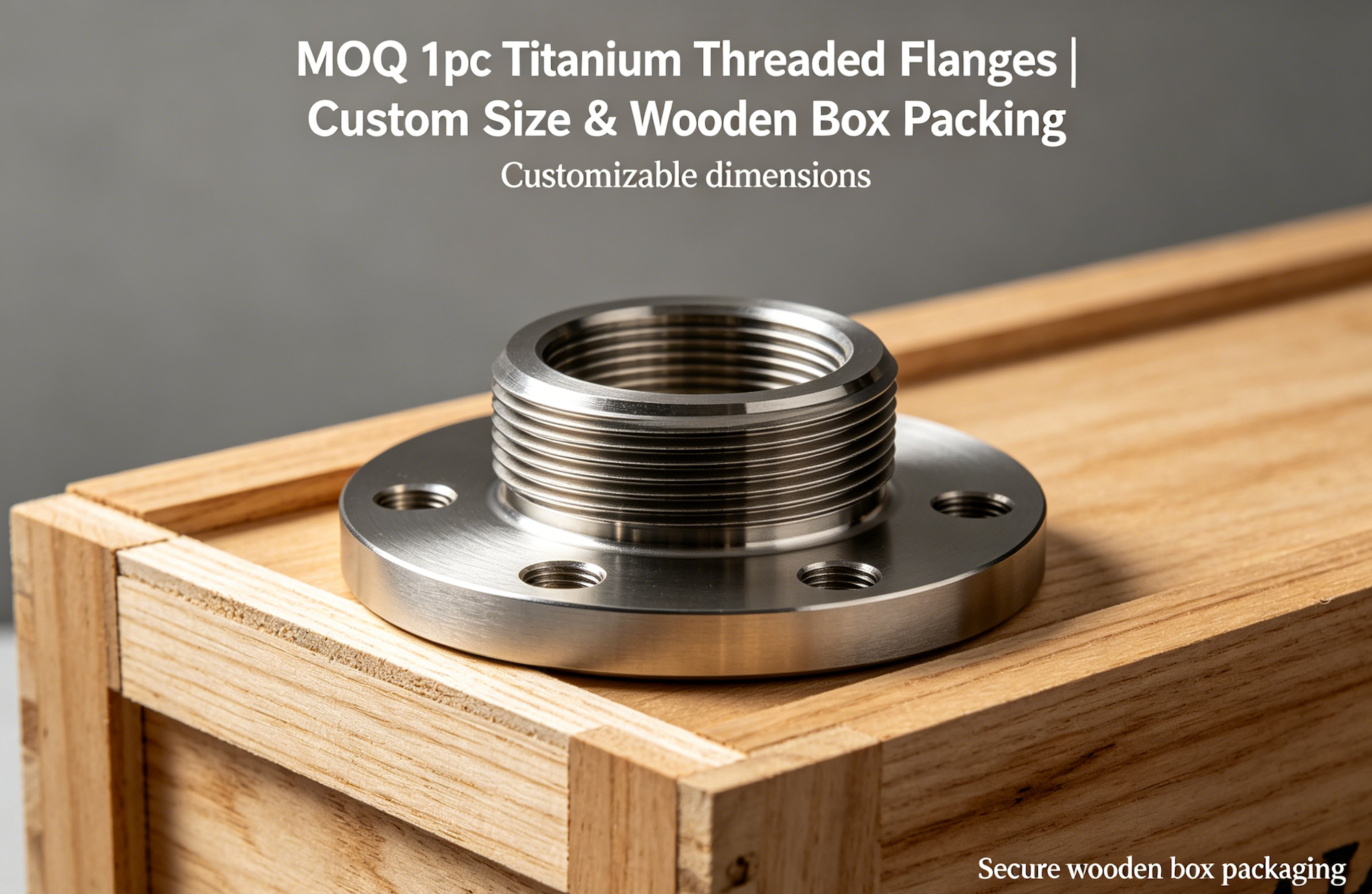 MOQ 1pc Titanium Threaded Flanges | Custom Size & Wooden Box Packing