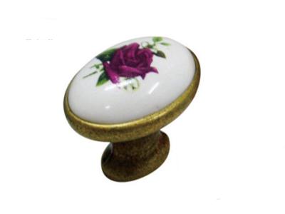 Kitchen Cupboard  Door Knobs Ceramic Handles Antique Bronze Oval Porcelain Dresser Pulls