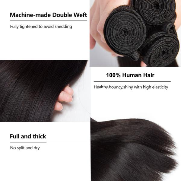 Double Weft Straight Virgin Human Hair Bundles 8A Grade Free Tangle No Shedding