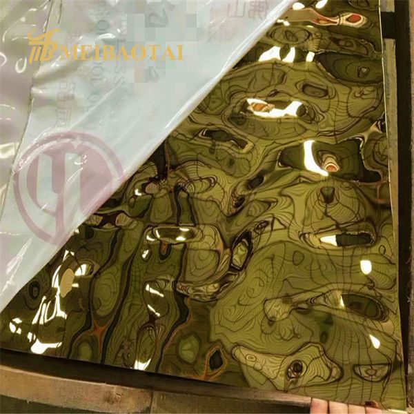 Astm Water Ripple Stainless Steel Sheet Gold PVD Color Coating