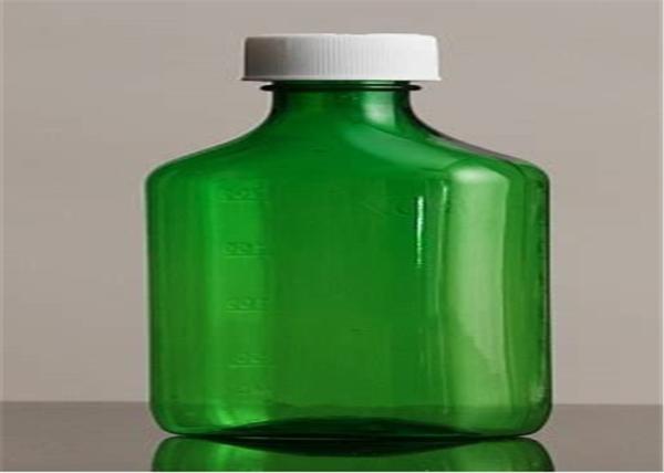 Las botellas líquidas plásticas translúcidas del color verde añadieron la seguridad que evitaba la basura del producto