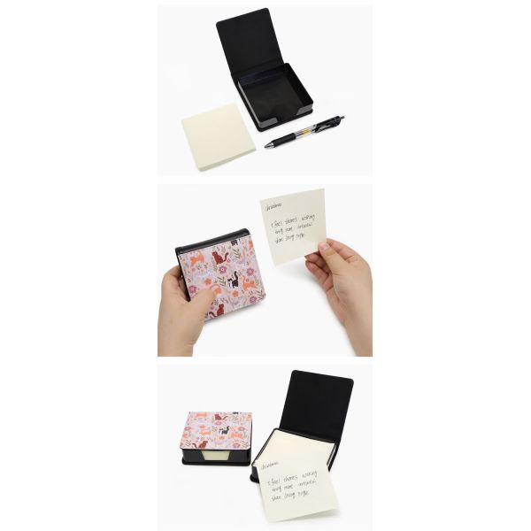 Custom Printing Student Stationery Sticky Notes Set Sublimation Pu Leather Sticky Note Box