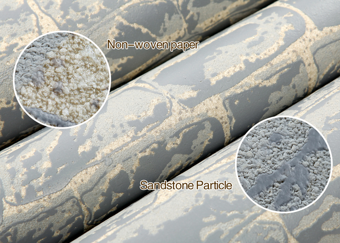 Pewter Sandstone Particle Fake Brick Wall Covering For Restaurants , Non - Adhesive