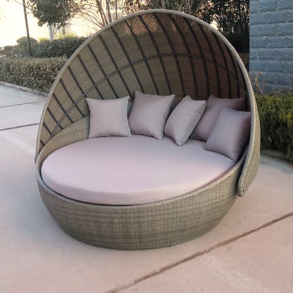 Villa Patio Pool Beach rattan furniture round chair Lounger Outdoor Wicker Round Bed