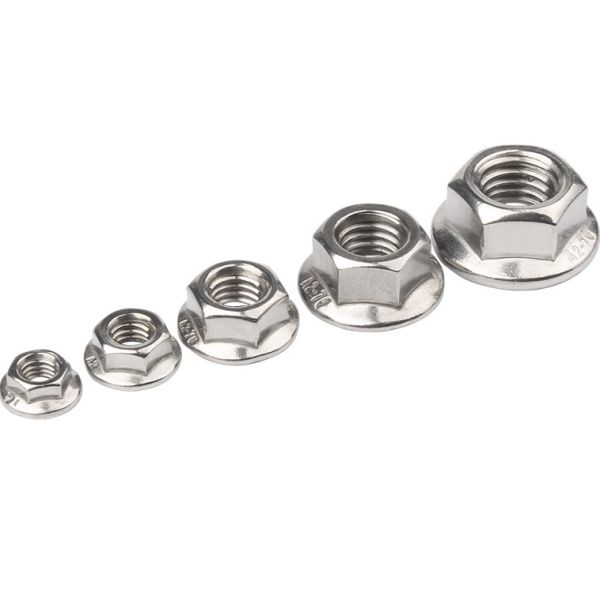 DIN6923 18-8 Stainless Steel Serrated Flange Locknuts Hexagon Nuts with Flange