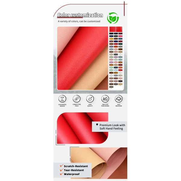 PVC Calfskin Grain Double Face Synthetic Artificial Leather Embossed Faux Leather Materials for Craft for Bag Table Mat Wallet