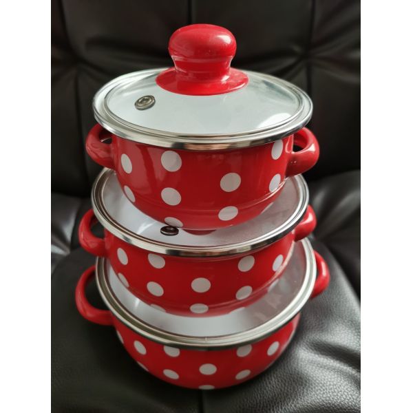 Customized Logo Enamel Soup Pots Set Non Stick Cookware Set Casserole Kitchen