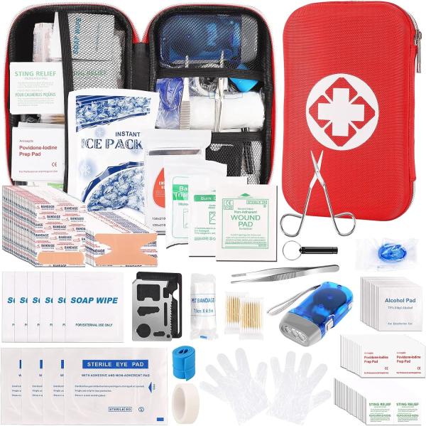 Essential Emergency Trauma Medical Supplies Packed Red Waterproof Box, Perfect For Car Home Office Travel Outdoor