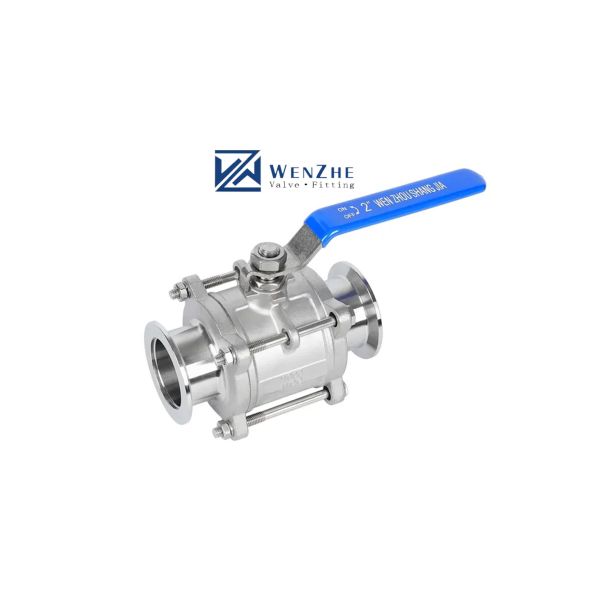 Гигиенический санитарный трехчленный шаровой клапан с кованой конструкцией и зажимным соединением в CF8M SS