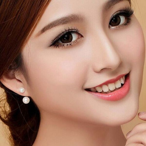 Bouble White Pearl Hoop Studed Earrings(EEPEARL01)