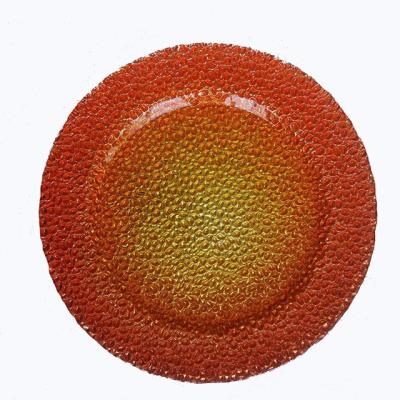 Hot selling High Quality Blue Silver Decoration Glass Charger Plate