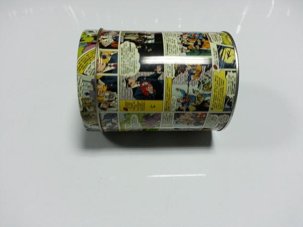 Latas de lata relativas à promoção do folha-de-flandres