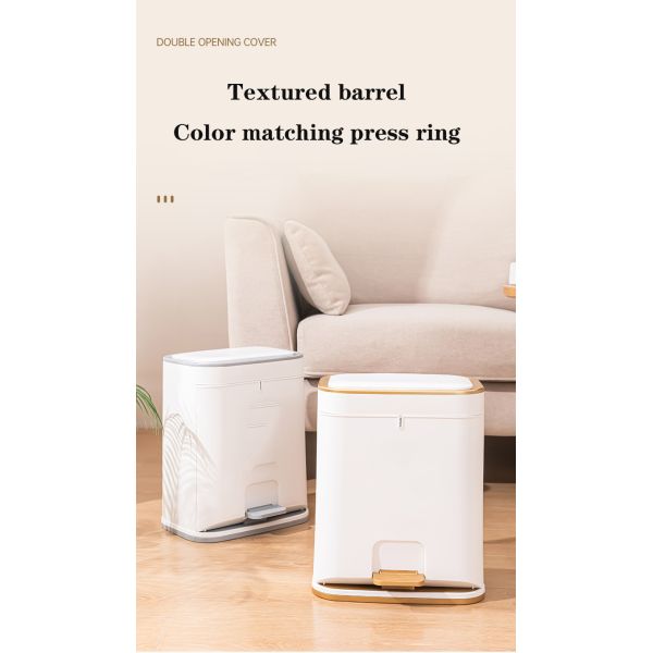Household Press Pedal Double Open Kitchen Bedroom Indoor Plastic Trash Bin Recycling Bin Waste Bin