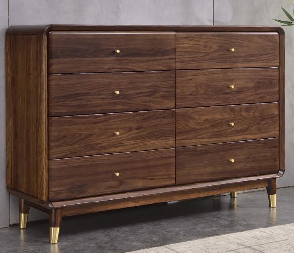 OEM Natural Walnut Entryway Hotel Room Cabinet Waxed For Storage Minimalist