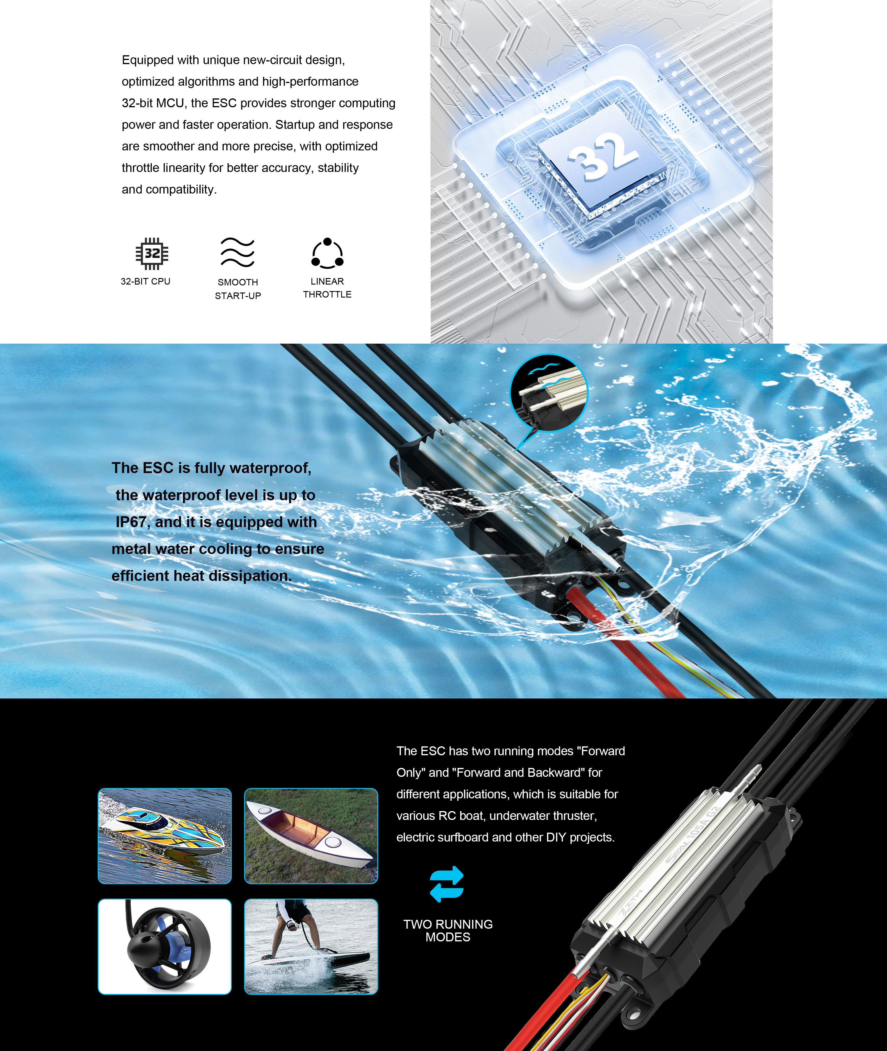 105A Seal SBEC G2 ZTW 3-8S ESC For Racing Boats And Industrial Thrusters