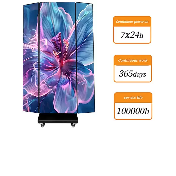 Tri-fold Led Poster Screen Plug And Play Removable Advertising For Retail Store