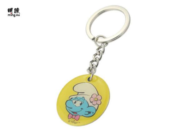Popular Customized SS Key Chain With Epoxy Protection Logo, Round Shaped