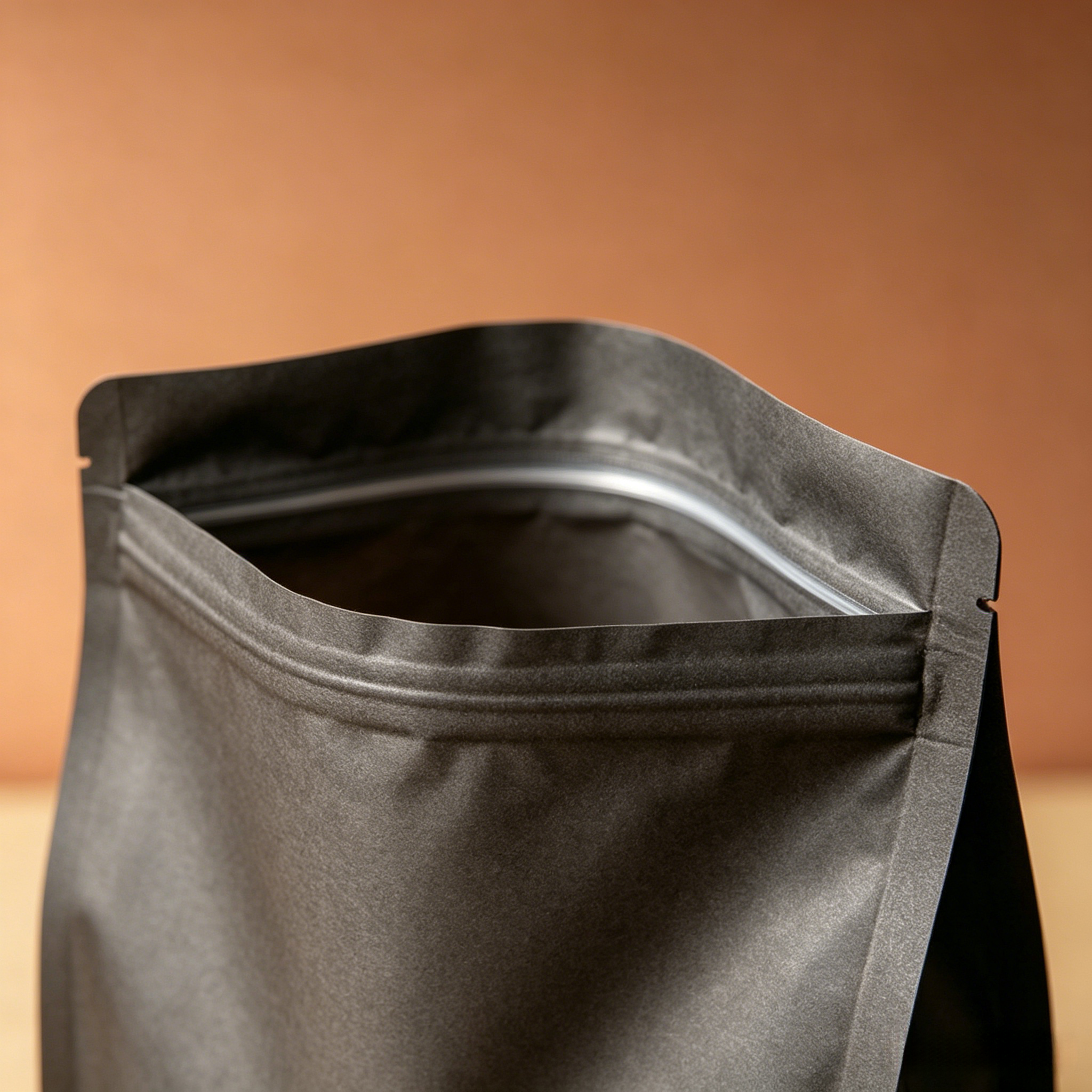 Custom Printed 500g Matte Black Kraft Stand‑Up Coffee Pouch with Window | High‑Barrier Packaging for Whole Bean Coffee