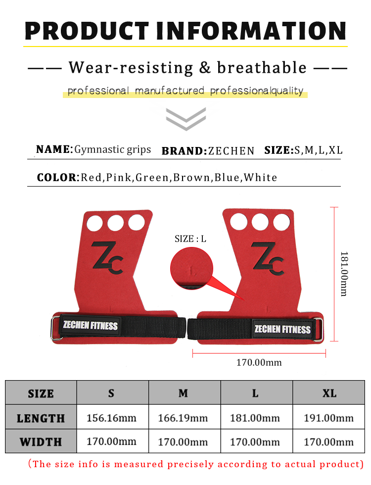 WOD Crossfit Hand Grips 3hole Red Suede Microfiber Leather For Pull Ups Muscle Ups