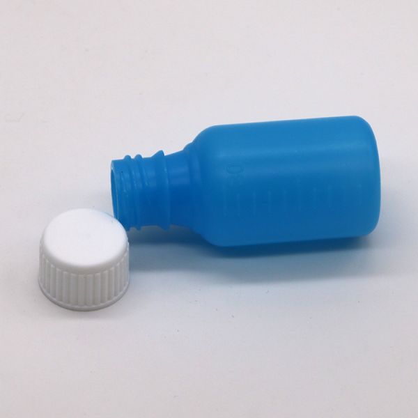 Botella de pastillas de medicina líquida HDPE de 30 ml / 1 oz / 1 cc con tapa CRC e impresión en pantalla