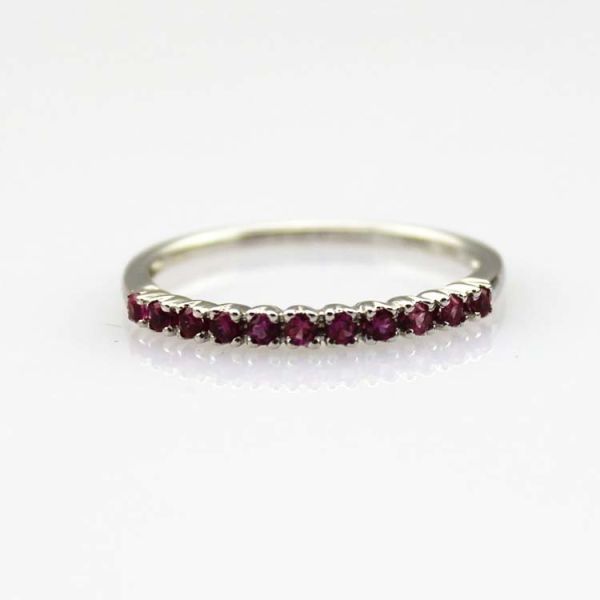 Women Jewelry Sterling Silver Pave Created Emerald Band Ring (FR0164)
