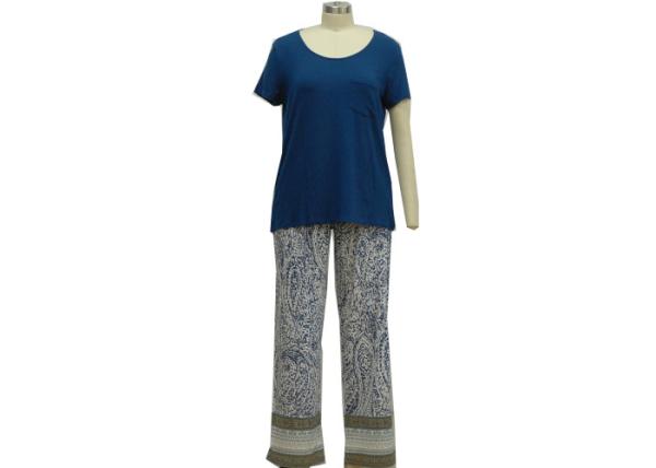 Nice Printed Womens Striped Pyjamas , Casual Ladies Short Sleeve Pajama Sets