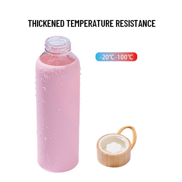 Venta al por mayor de botellas de agua de vidrio hermético de 18 onzas con FDA-certificado BPA-libre de descuentos de volumen + grabado con láser